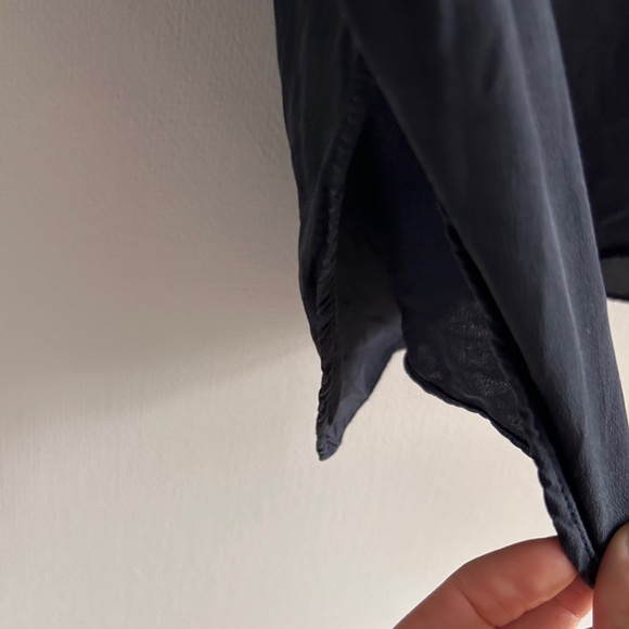 COS Navy Layered Look Tunic Sweatshirt Silk Hem Minimalist Scandi Capsule 90s XS - Picture 8 of 12